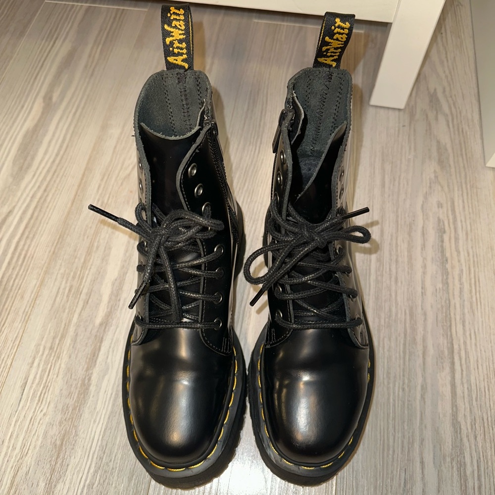 Dr. Martens JADON BOOT SMOOTH LEATHER PLATFORMS - Black - Polished Smooth - Picture 9 of 10